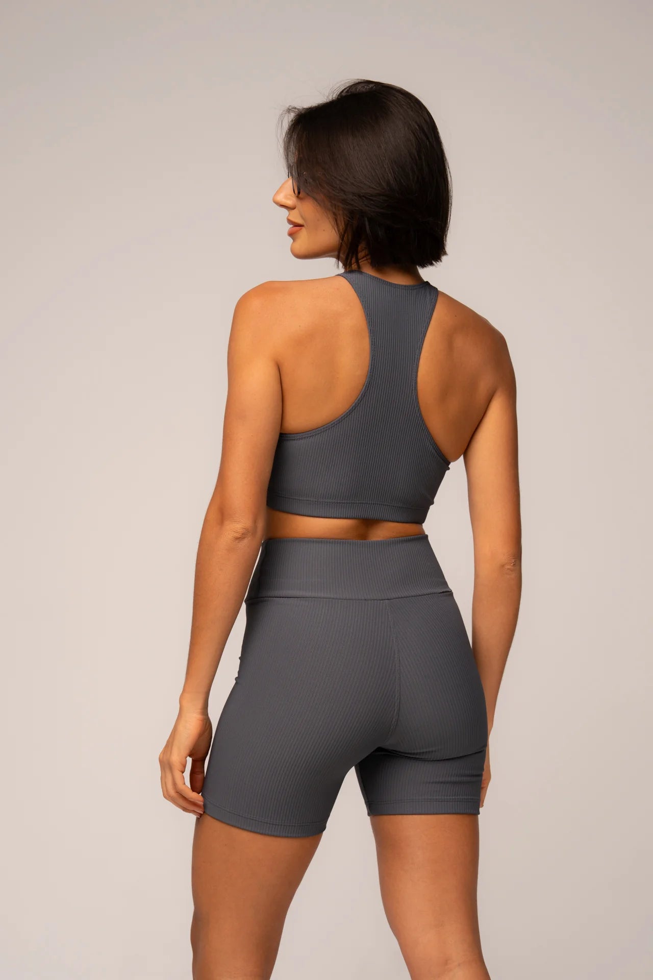 Conjunto Short e Top Nadador Canelado Cinza