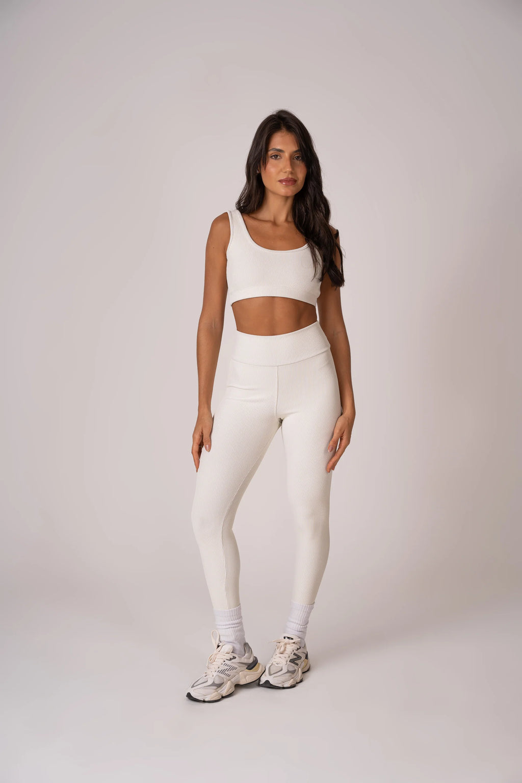Conjunto Legging e Top Alças Retas  Off White