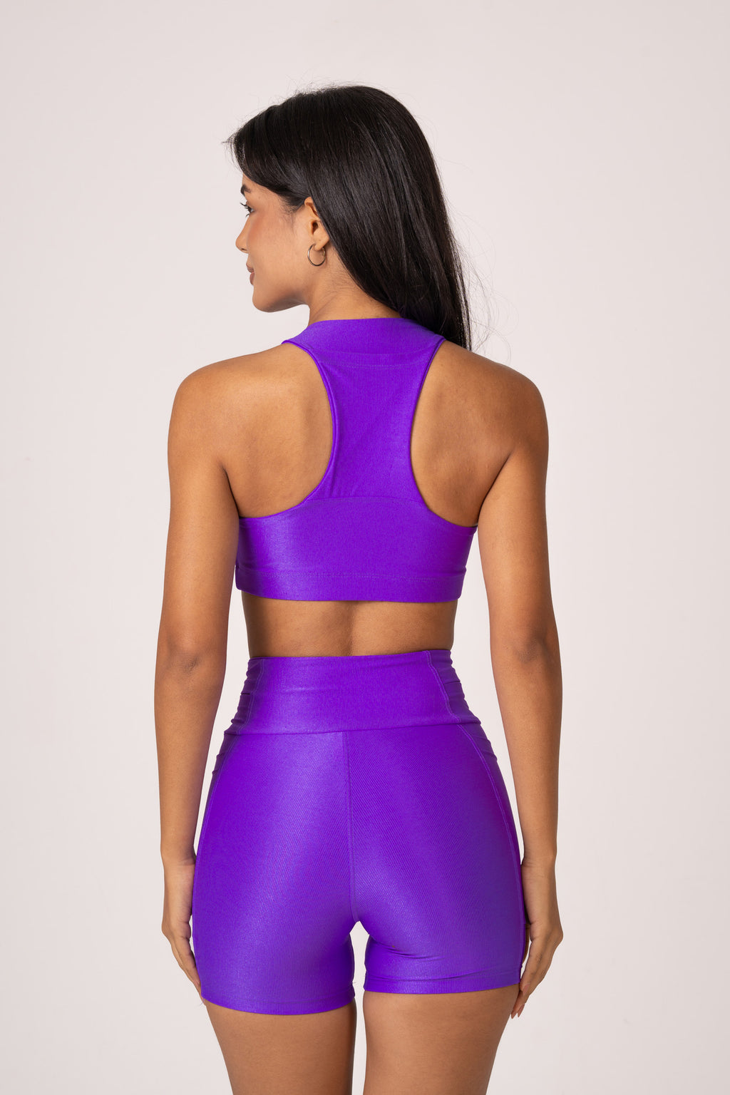 Conjunto Preto Runner Short e Top Lovers Roxo